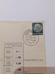 Germany Third Reich Scott #458 Hindenburg Stamp Postmarked Document