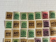 Lot of 242 German Empire Inflation Overprint Stamps Red Purple Green Mixed