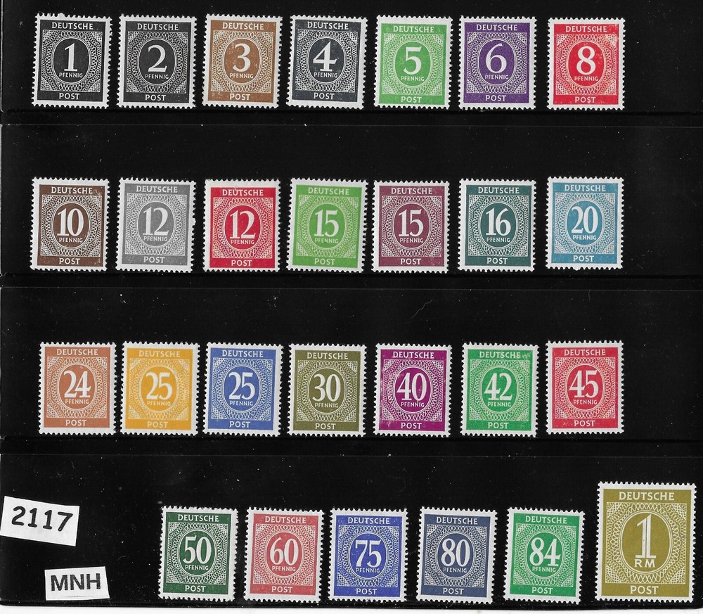 MNH stamp set Large Numeral Sc 530-556 Deutsche Post 1946 Germany #2117