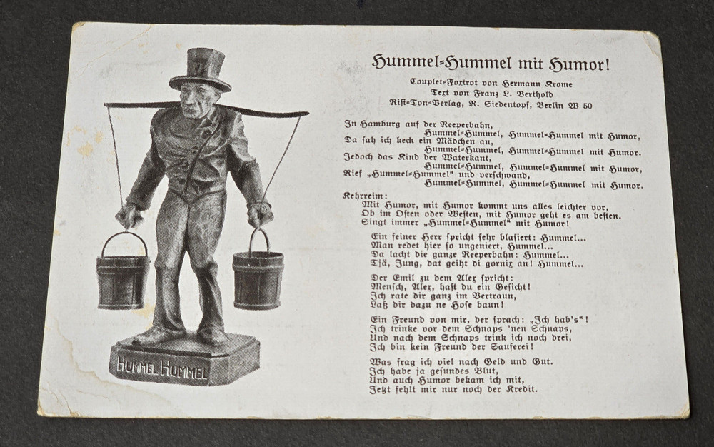 HAMBURG HUMMEL MIT HUMOR THIRD REICH Postcard WW2 WWII German
