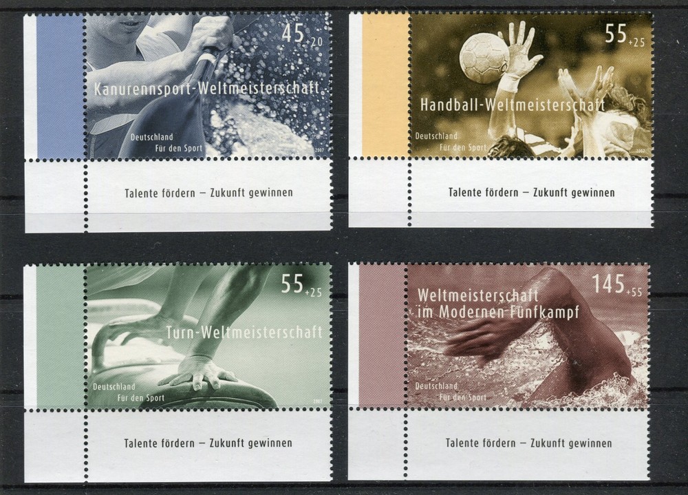 2585 – 2587 + 2578 Corner Piece Sport Support 2007 MNH Postfrisch BRD