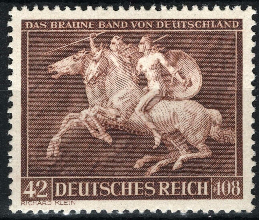 THIRD REICH Mi. #780 scarce mint MNH Braunes Band Horse Race stamp! CV $13.25