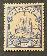 Travelstamps: Germany Togo Africa Stamps Kaiser’s Yacht 20 Pfennig MOGH UnWmk