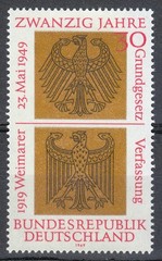Germany 1969 Mi 585 Sc 998 MNH Heraldic Eagles of Federal & Weimar Republics **