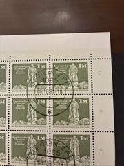 GERMANY DDR STAMPS 1980 Sc #2083 SHEET OF 100 CTO/NH WITH ALL 4 SELVAGES