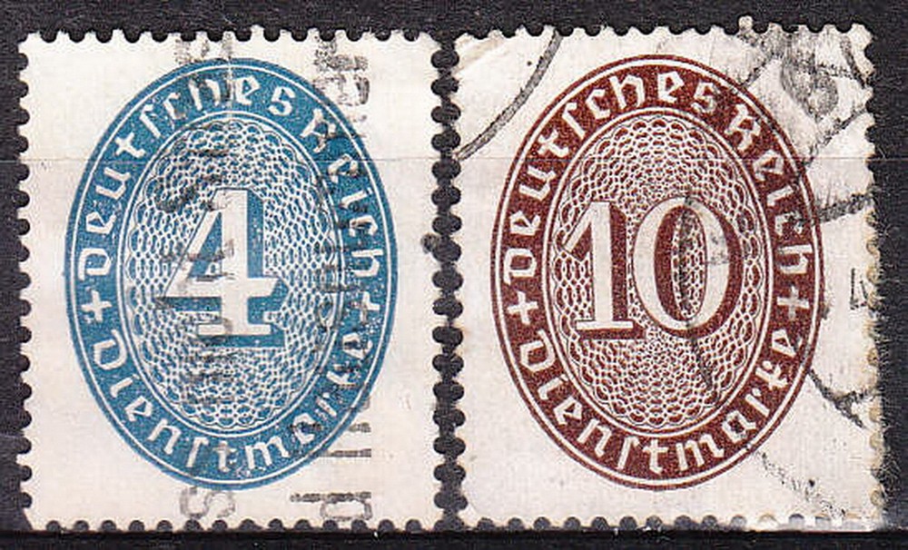 Stamp Germany Official Mi 130-1 Sc O64,71 1933 Dienst Reich Inflation Straw Used