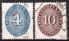 Stamp Germany Official Mi 130-1 Sc O64,71 1933 Dienst Reich Inflation Straw Used