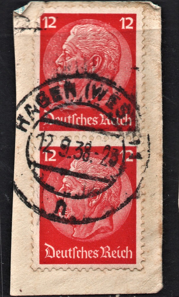 Historic pair of 12 GR Red “ Paul Von Hindenburg in the medallion “ Germany 1933