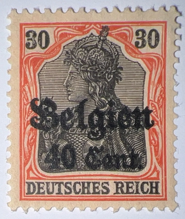 Travelstamps: Germany Offices in Belgium Stamps 30pf w/ 40c OP MOGH Wmk