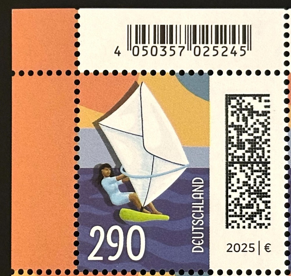 FRG 2025 WINDSURF LETTER 290 Mi. 3876 EDGE CORNER PAIR SINGLE SHEETS WORLD OF LETTERS