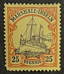Travelstamps: GERMANY MARSHALL ISLANDS STAMPS Kaiser’s Yacht Mint Og Hinged 25pf