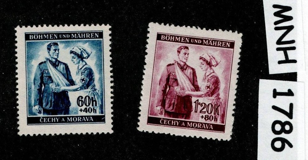 MNH stamp set 1940 Sc B1-B2 Red Cross Nurses WWII Germany Occupation #1786