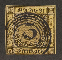 1851 German State Baden Sc# 2 – 3 Freimark. Used Est$16.00