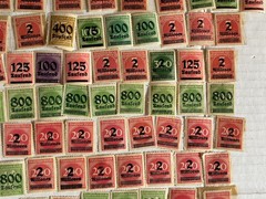 Lot of 242 German Empire Inflation Overprint Stamps Red Purple Green Mixed