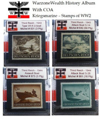 Nazi History Album *with COA* – Kriegsmarine Stamps of WW2 Third Reich, Germany