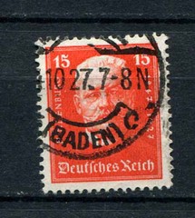 German Reich : Michel 404 – Scott B 20 – 15 Pfennig Hindenburg stamp 1927 – used