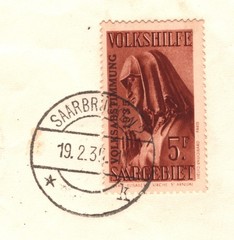 SAAR Cover *VOLKSHILFE* (1934) 5f Top HIGH VALUE Plebiscite 1935 O/p Air XM62