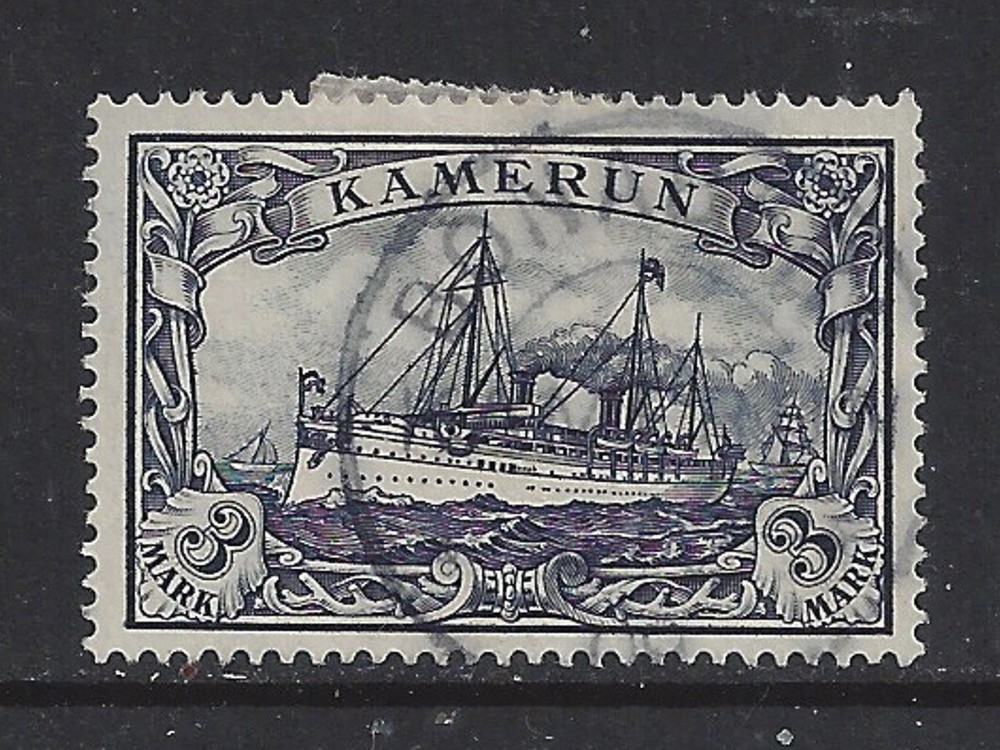 German colonies 1900 CAMEROUN 3 Mark Yacht issue used, BONABERI $ 164.00