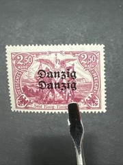 1920 Free City Of Danzig 2.5 Reichsmarko Double Overprint Danzig Rare Old Stamp