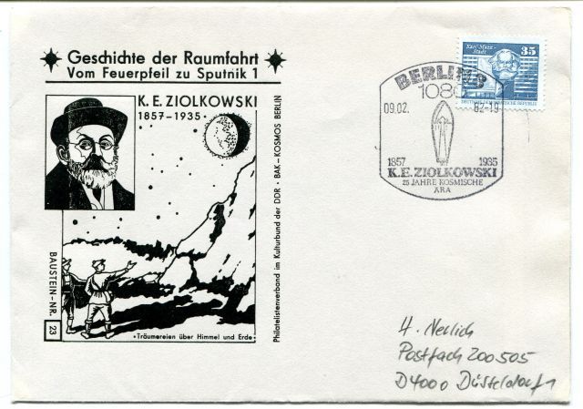 1982 Geschichte Raumfahrt Vom Feuerpfeil Sputnik 1 K. E. Ziolkowski Berlin 8 DDR