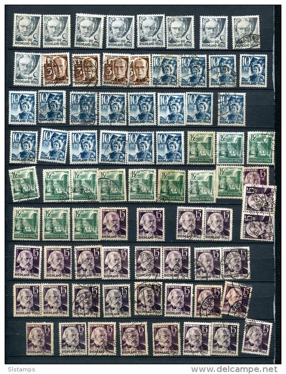 Germany French Zone 1947-8 Accumulation MNH/MH/Used Rheinland-Pfalz 208 stamps