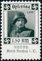 Stamp Germany Revenue Sheet WWII 3rd Reich Charity Kreis Buchen Green MNH