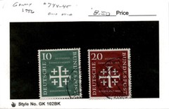 Germany, Postage Stamp, #744-745 Used, 1956 Protestant Symbol (AI)