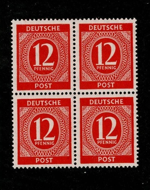 MNH Stamp block Sc 538 1946 Post WWII Germany Large numeral From mint sheet