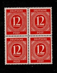 MNH Stamp block Sc 538 1946 Post WWII Germany Large numeral From mint sheet