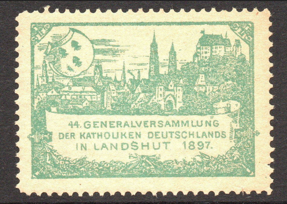 Germany 1897 Green Landshut Catholic Poster Stamp MLH – S60427