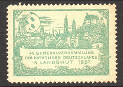 Germany 1897 Green Landshut Catholic Poster Stamp MLH – S60427