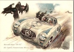 1958 Germany Postcard Vintage Car Mercedes Benz 300 SL Mexico Race Panamerican