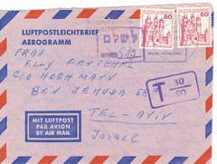 ISRAEL: HEBREW TO PAY 512 on air letter sheet form Germany pmk (nps 26 #227)