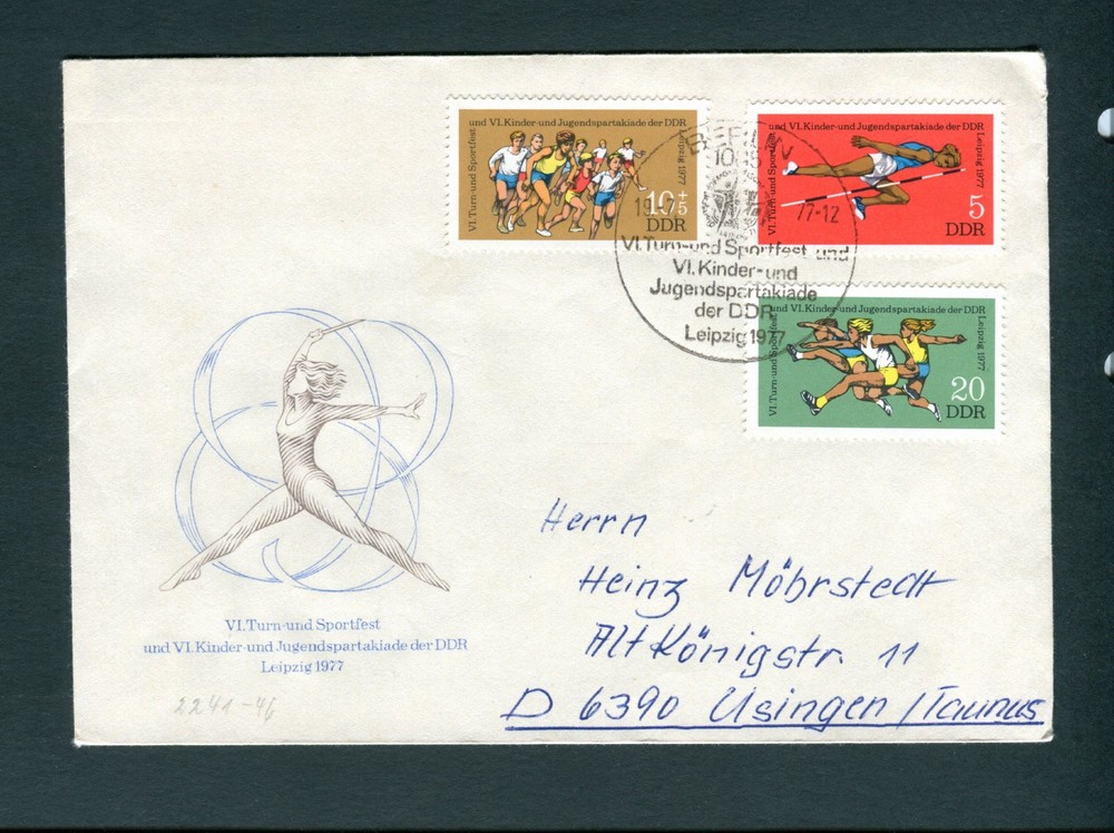 1977 Germany DDR Sports part set FDC. First Day Cover. Athletics