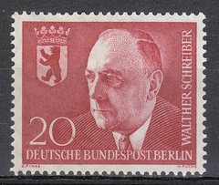 West Berlin 1960 MNH Mi 192 Sc 174 Dr Schreiber Mayor of Berlin .Coat of Arms **