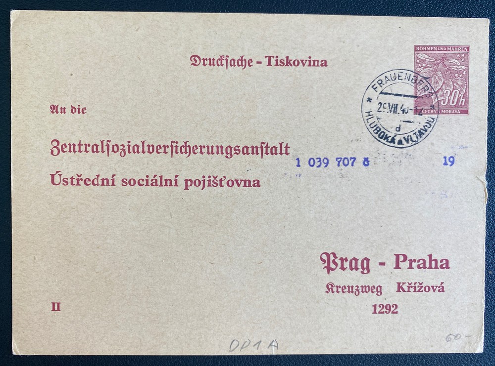 1940 Frauenberg BM Germnay Postal Stationery Postcard Cover To Prague