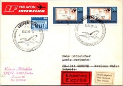 Germany 1982 First Flight Airmail – Leipzig To Geneve – J37501