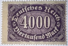 Travelstamps: 1922 Germany Stamps Deutsches Reich 4000 Mark Mi. Nr. 255 MOGNH