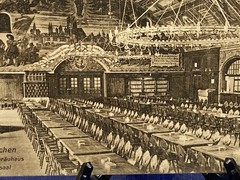 1908 Germany Bayern Munich Festsaal Postcard to San Francisco, CA stamp error ?