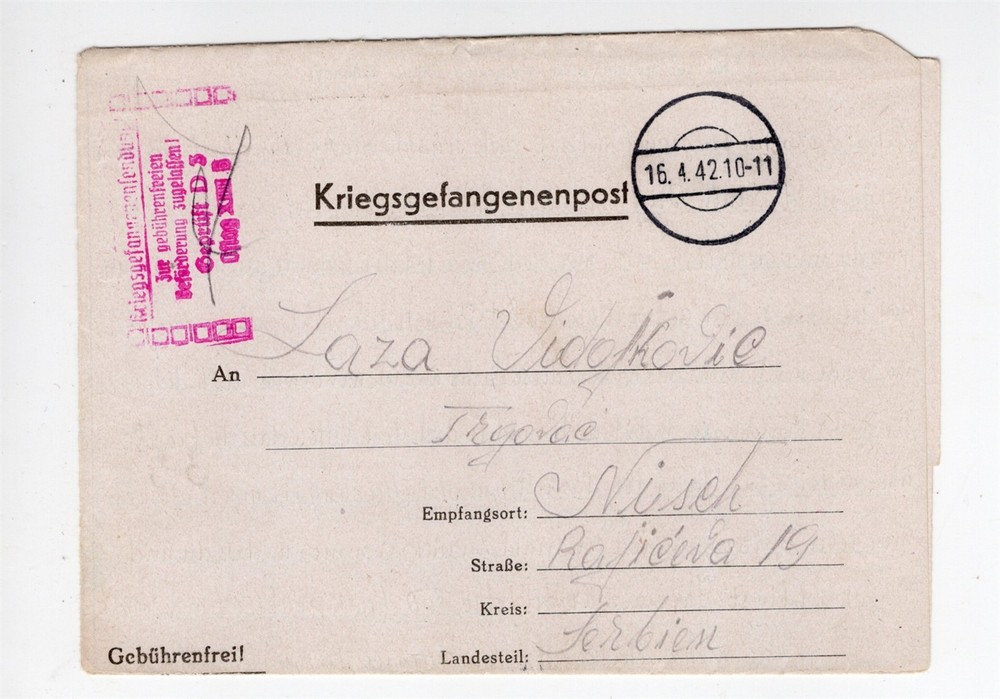 WW II SERBIA POW AT OFLAG 13B NUREMBERG GERMANY COVER