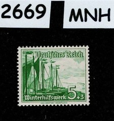 MNH Stamp B109 1937 Germany Boats Ships Schooners Winter relief fund #2669