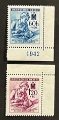 Travelstamps: 1942 Bohemia and Moravia SC B11-B12 Nurse & Wounded Soldier MNH OG