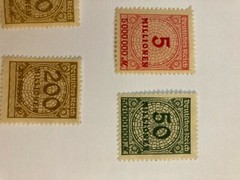 German Deutsches Reich 1m, 5m, 50m, 200m Stamp, unused, unhinged