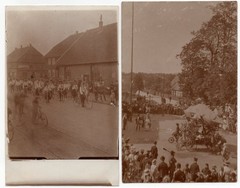 Ca 1920 Freiberg Germany RPPC Pair Bicycle Parade Graf Zeppelin Float Real Photo