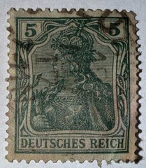 1900 Germany Weinmar Deutches Reich Germania Stamp ~ Used Handstamped 5 Pfennig