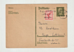 GERMANY 1920’s Uprated Stationary to Riga Latvia Hindemberg 5 pf – 10pf Airmail