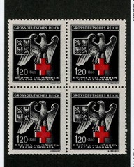MNH Stamp Block B21 Red Cross German Eagle 1943 WWII Germany Czech Occupation
