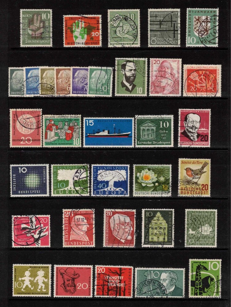 34 Germany Stamps: Scott #750-784 (Non-inclusive); 1956-58, Used/MH/MNH