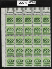 MNH Stamp block Overprint 800K over 1000 Mark Sc 268 German Republic 1923 #2278