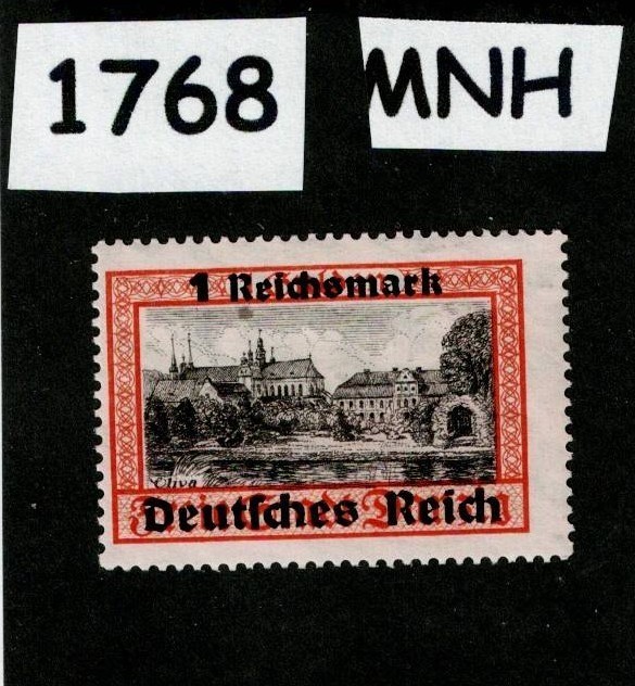 MNH stamp Scott #253 1939 Overprint Danzig Poland Germany Free city WWII #1768